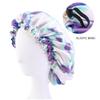 Magik Double-Sided Cover Satin Night Sleep Cap Hair Bonnet Hat Head w/Elastic Band (2 Pack, Purple+Blue) view 3