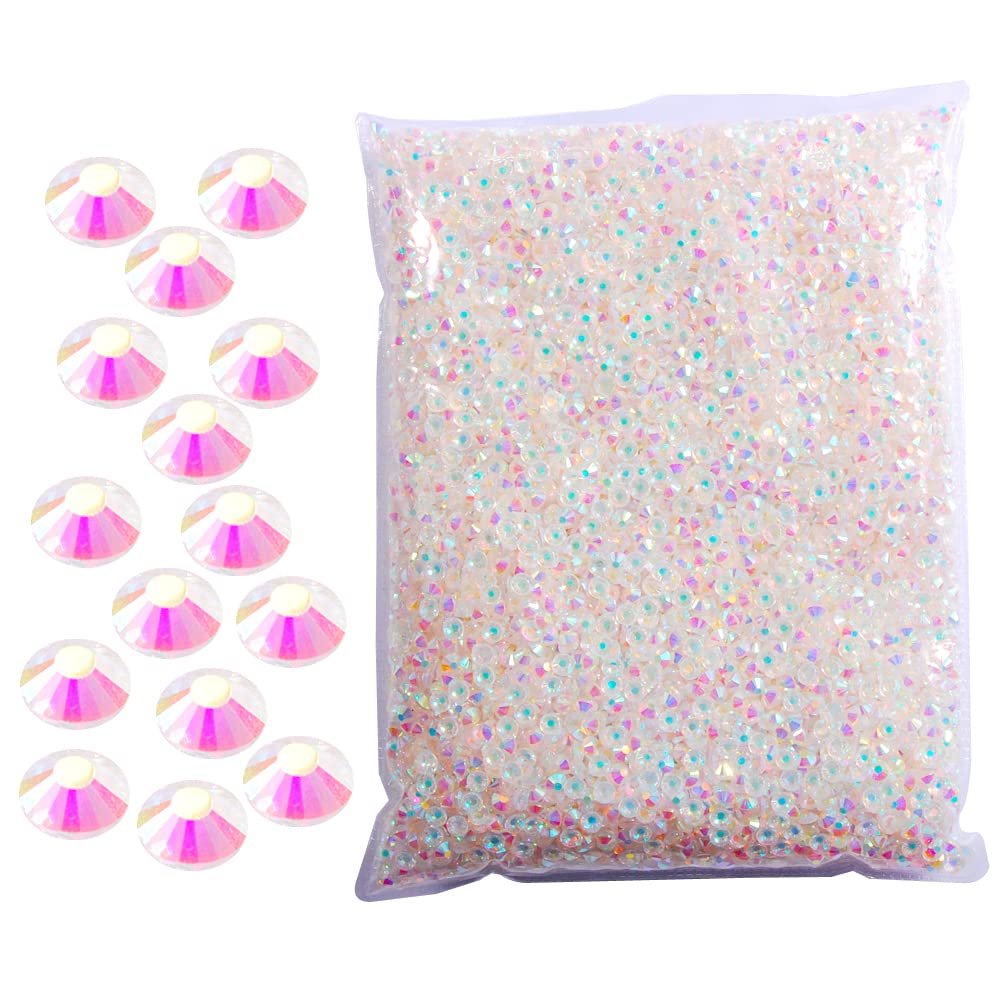 Hisenlee 14400PCS Rhinestone Transparent AB Color Crystal Stone Wholesale Nail Art Rhinestone Flatback Round Glass Diamond for Crafts (SS204.6-4.8mm)