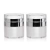 2 Pack 0.5 Oz Airless Pump Jars,Vacuum Cosmetic Travel Containers for Lotions And Creams, Refillable Airless Travel Jars Empty Acrylic Make Up Sample Containers with Pump White,15ml (0.5 oz / 15ml) view 1