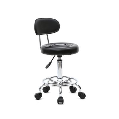 Ynredee Saddle Stool Chair,Round Saddle Stool Rolling with Footrest Adjustable Salon Chair with Back and Line for Standing Desk, Salon, Medical, Office (Black)