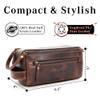 LUXEORIA Premium Handmade Leather Toiletry Bags for Men and Women, Genuine Leather Dopp Kit and Shaving Bag for Men, Travel Cosmetic Bag for Women's and Men's, Zipper Pocket, Dark Brown view 4