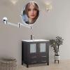 BhjKL 8 Inch Wall Mounted Makeup Vanity Mirror, Bathroom Mirror, Makeup Mirror, 360 Rotation Shaving Mirror, Double Sided Magnifying Cosmetic Mirror Extendable (Silver 5X) view 2