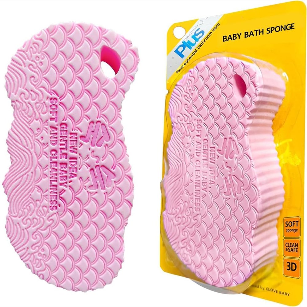 orxior Super Soft Exfoliating Bath Sponge Resuable Exfoliator Dead Skin Remover for Body Soft Bath Sponge Gentle Soothing Body Sponge Natural Fiber Shower Sponge for Adults&Kids (Pink)
