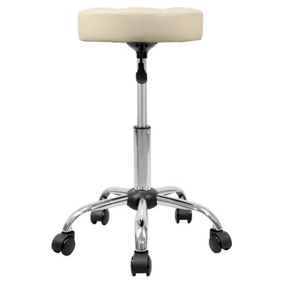 OFFICE FACTOR OfficeFactor Rolling Stool Swivel Chair Pu Leather Height Adjustable Doctor Stool Salon Spa Stools Non Scratch Wheels (Beige)