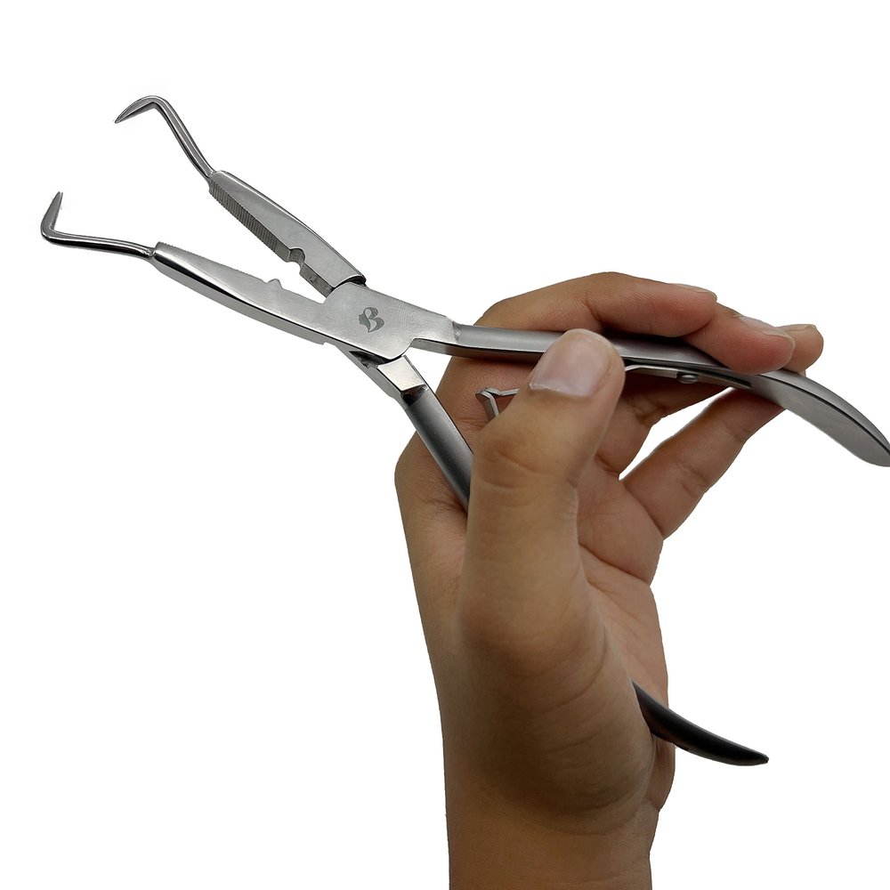 7.5-Inch Microlink Hair Extension Pliers Stainless Steel Professional Tool for Nano & Micro Bead Application, Opening & Tightening Salon & DIY Ergonomic Grip by MIRACLE