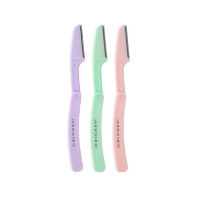 Cricket Pore Perfection Dermablading Face Razors for Women & Men - Dermaplane Tool for Smooth Skin, Eyebrow Razor - Removes Unwanted Facial Hair, Exfoliates, Prevents Breakouts, Multicolor, Pack of 3