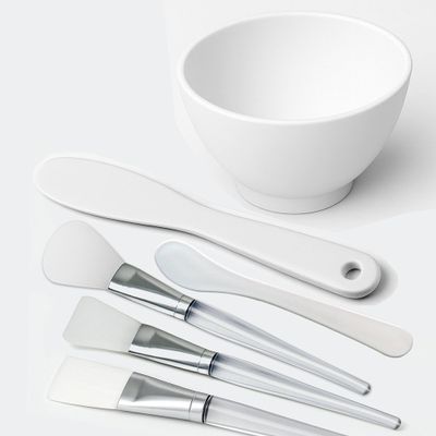 APPEARUS Silicone Facial Mask Mixing Bowl 6-Piece Set  1 Bowl, Brushes, and Spatulas  Food-Grade, Heat-Resistant Facial Mask Mixing Kit for Spa and DIY Skincare (White - 6-Pcs)