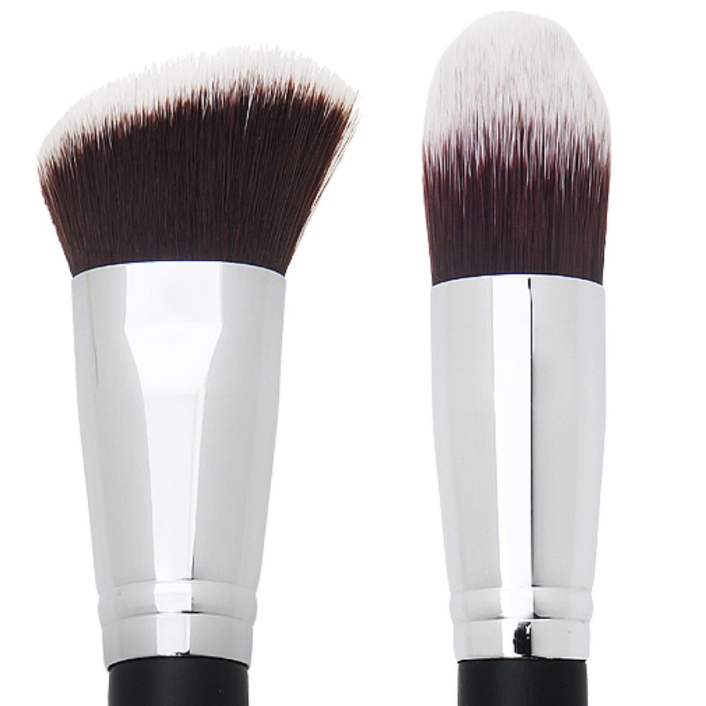 Angled Kabuki Blush Brush + Tapered Kabuki Under Eye Concealer Brush  Beauty Junkees Soft Synthetic Bristles for Applying, Blending, Buffing, Sculpting Powder, Liquid, Cream, Minerals, Cruelty Free