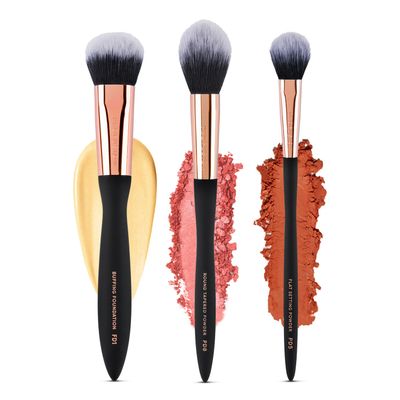 Profusion Cosmetics Artistry Essentials 3-Piece Face Brush Set Makeup Tools for Foundation, Powder & Setting, Vegan & Cruelty-Free Bristles