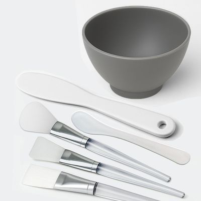 APPEARUS Silicone Facial Mask Mixing Bowl 6-Piece Set  1 Bowl, Brushes, and Spatulas  Food-Grade, Heat-Resistant Facial Mask Mixing Kit for Spa and DIY Skincare (Dark Gray - 6-Pcs)