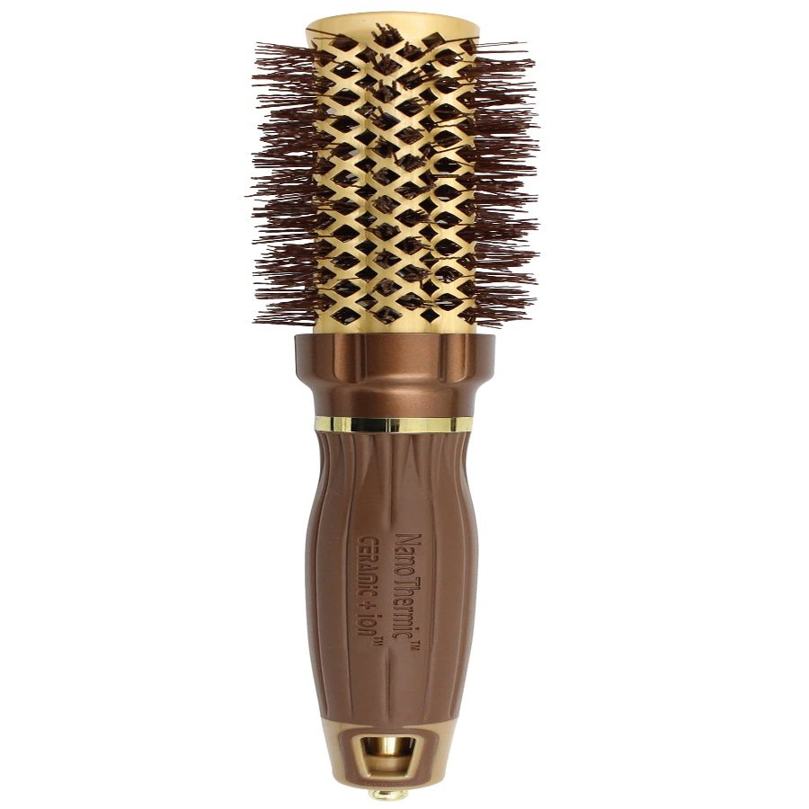 Olivia Garden NanoThermic PowerGrip Thermal brush with special patented wavy barrel for extra tension and grip, for medium to thick hair, 1 inch