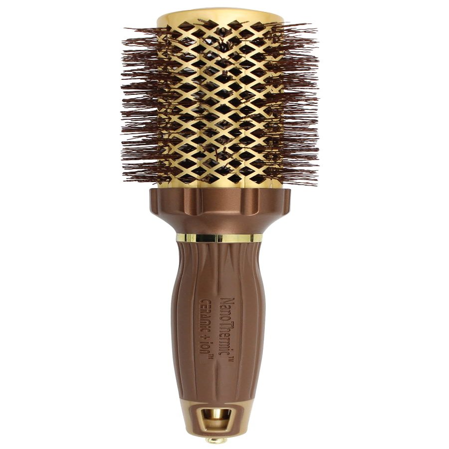 Olivia Garden NanoThermic PowerGrip Thermal brush with special patented wavy barrel for extra tension and grip, for medium to thick hair, 1 1/4 inch