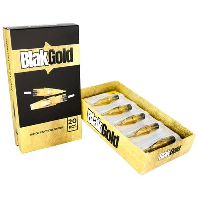 BlakGold Tattoo Cartridges Needles - Cartridges Tattoo Needles Round Liner System - Disposable Cartridges for Tattoo - Round Liner Set of 20. (0809RL, RL)