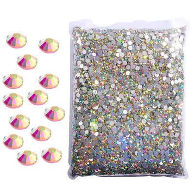 Hisenlee 14400PCS Rhinestone AB Color Crystal Gems 9 Sizes Wholesale Nail Art Rhinestone Flatback Round Glass Diamond for Crafts (SS204.6-4.8mm)