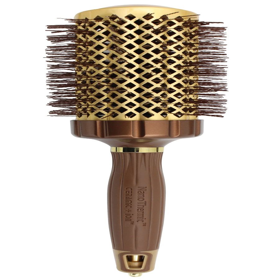 Olivia Garden NanoThermic PowerGrip Thermal brush with special patented wavy barrel for extra tension and grip, for medium to thick hair, 2 1/8 inch
