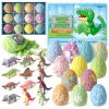 CalmNFiz Bath Bombs with Surprise Dinosaur Toys Inside, 12 Pack Organic and Natural Bubble Bath Bombs, Stocking Stuffers for Kids, Bath Bomb Set for Her/Him,Mothers Day Presents for Mom view 1