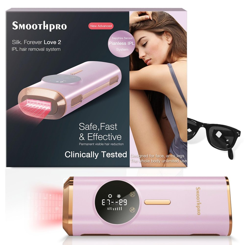 SMOOTHPRO Unisex IPL Hair Removal Device, Sapphire Ice Cooling Painless Permanent Hair Removal, Safe and Effective for Body and Face Full Body Use