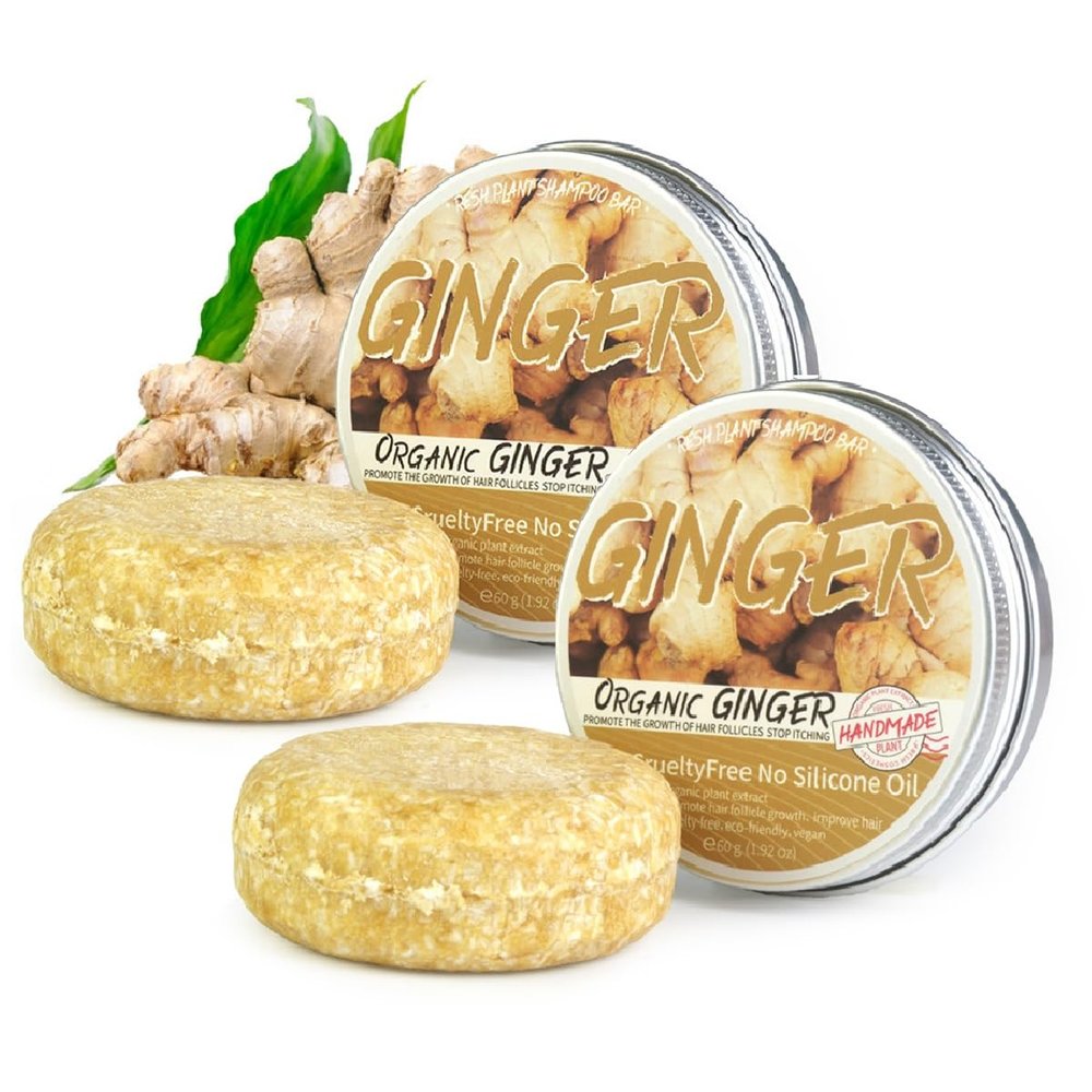 2 Pcs Ginger Soap,Ginger Hair Regrowth Shampoo Bar, Natural,Organic,Promotes Hair Growth for Men and Women