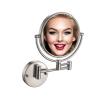 BhjKL Makeup Mirror Wall Mounted, Magnifying Mirror, 8 Inch Vanity Mirror, Double Sided Bathroom Mirror, 360 Swivel Extendable Shaving Up Mirror (Brushed Nickel 3X) view 1