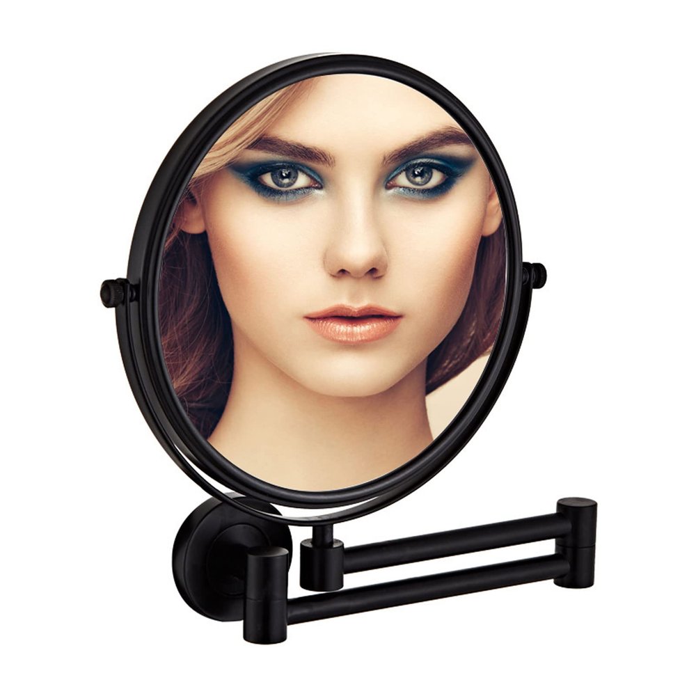 8 inch Wall Mounted Makeup Vanity Mirror, MagnifyingCosmetic Mirror, Double Sided Bathroom Mirror, 360 Swivel Extendable Makeup Mirror (Black 10X)