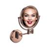 BhjKL Makeup Mirror Wall Mounted, Magnifying Mirror, 8 Inch Vanity Mirror, Double Sided Bathroom Mirror, 360 Swivel Extendable Shaving Up Mirror (Rose Gold 5X) view 1
