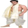 Cream Dhoti and Angavastram with Golden Woven Border By Indian Colletible view 1