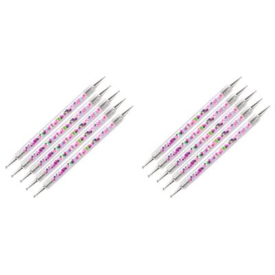 FRCOLOR 10pcs Double-ended Nail Art Pen Rhinestone Applicator for Nail Painting and Detailing for Professionals and Beginners Lightweight and Manicure Tools