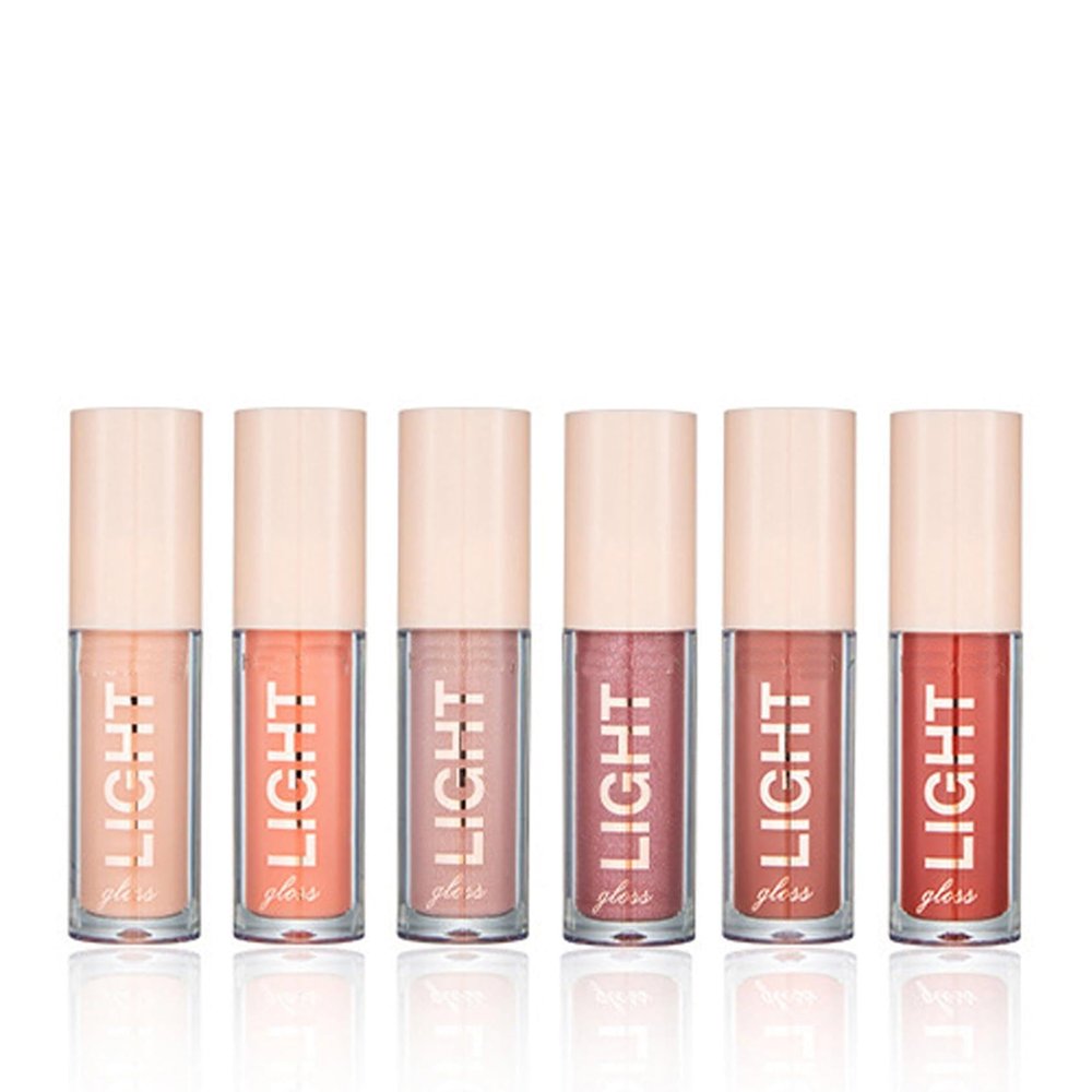 CAHIUYOA Light 6PCS Lip Gloss Set,Nude Pink Lip Gloss Kit Shine Glossy and Moisturizing,Lip Plumping Pack Bulk Liquid Lipstick for Women Girls-Set A