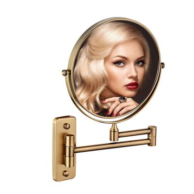 BhjKL Wall Mounted Makeup Mirror, 1X/10X Magnifying 8" Cosmetic Mirror, Double Sided Vanity Mirror, 360 Extendable Bedroom Bathroom Mirror (Antique)