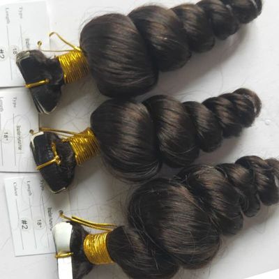 QIRUI Bouncy Curly Tape in Hair Extension 100g/40pcs 100% Brazilian Remy Human Hair Extensions Seamless Skin Weft Tape In Extensions Black And Brown Color For Woman (20Inch Natural Color)