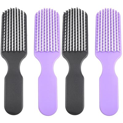 KALLORY 4pcs Detangler Brush for Women Fine Tooth Comb Curly Hair Brush Hairdressing Comb