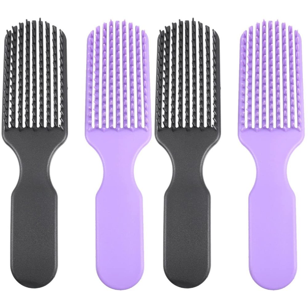 KALLORY 4pcs Detangler Brush for Women Fine Tooth Comb Curly Hair Brush Hairdressing Comb