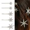 5 PCS Stars Hair Bobby Pins for Women Silver Snowflake Hair Clip Crystal Rhinestones Hair Accessories for Holiday Wedding Birthday Bridal Prom Hairpin view 1