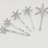 5 PCS Stars Hair Bobby Pins for Women Silver Snowflake Hair Clip Crystal Rhinestones Hair Accessories for Holiday Wedding Birthday Bridal Prom Hairpin view 2