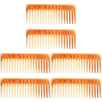 LALAFINA 6pcs Wide Tooth Plastic Hair Comb for Curly Thick Hair Detangling Brush for Wet Dry Use Stimulates Scalp and Reduces Breakage