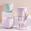 Alvinlite Makeup Brush Cleaning Mat, 2PCS 2 in 1 Silicone Makeup Cosmetic Brush Cleaner Cup with Drying Holder for Storage, Brush Cleaning Scrubber Tool with Stand & Air Dry Brushes Holder view 2