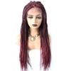 31" Box Braided Wigs for Black Women 4.75"x12.5"Lace Front Braids Wigs with Natural Baby Hair Micro Twist Lightweight Braided Wig for Woman Glueless Synthetic Hair (#T1B/BUG Black Mix Red) view 1