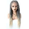 31" Box Braided Wigs for Black Women 4.75"x12.5"Lace Front Braids Wigs with Natural Baby Hair Micro Twist Lightweight Braided Wig for Woman Glueless Synthetic Hair (#1B/613T Black Blonde Ombre) view 1