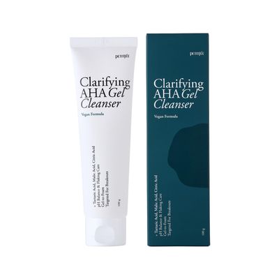 Clarifying AHA Gel Cleanser 3.38 fl. oz. (100ml) - Vegan Facial Cleansing Foam with Triple-AHA, BHA, LHA, Mild Exfoliating Cleanser, Tea Tree Leaf, Centella Asiatica, Madecassoside, Calming, Soothing