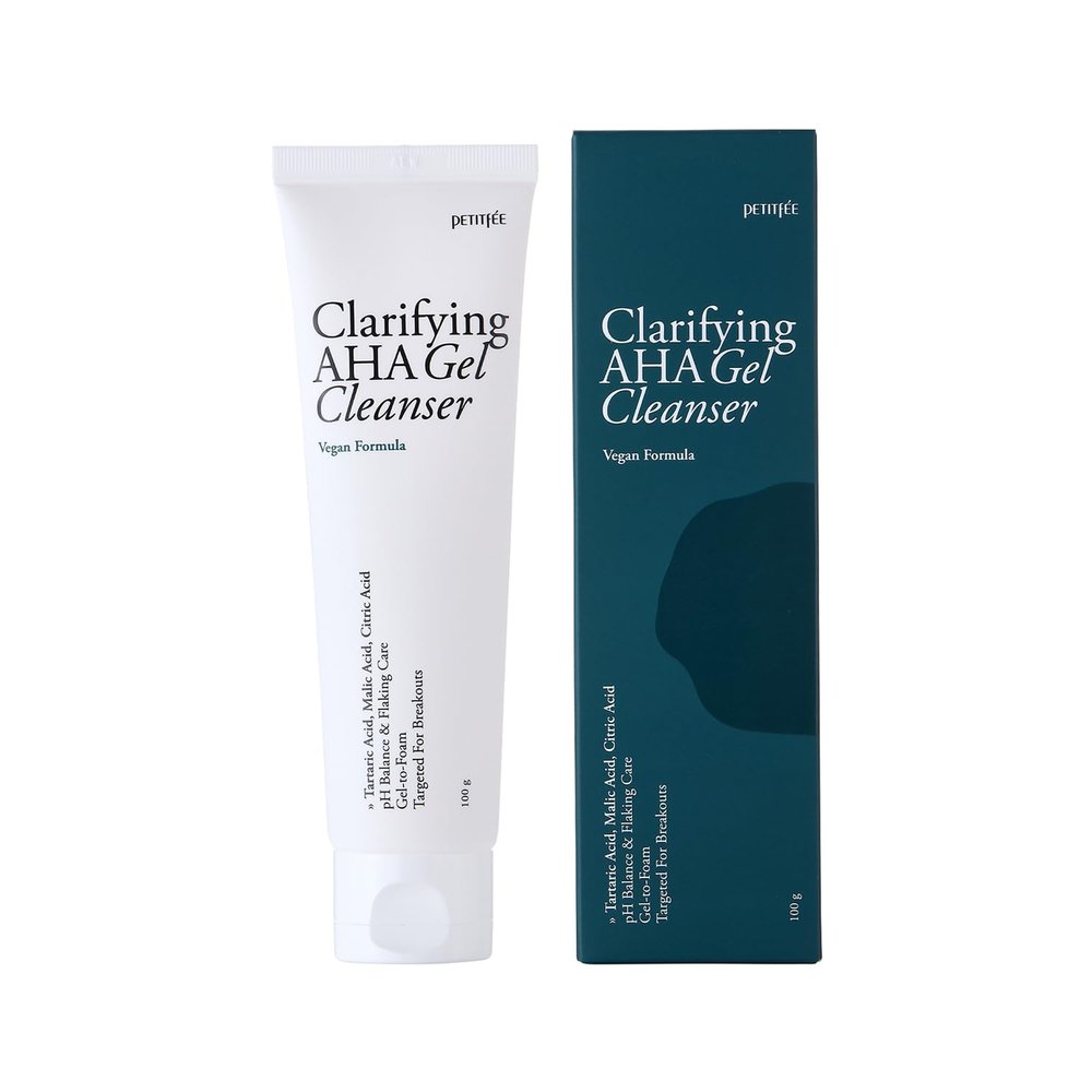 Clarifying AHA Gel Cleanser 3.38 fl. oz. (100ml) - Vegan Facial Cleansing Foam with Triple-AHA, BHA, LHA, Mild Exfoliating Cleanser, Tea Tree Leaf, Centella Asiatica, Madecassoside, Calming, Soothing