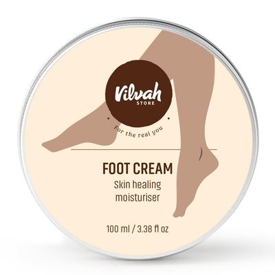 Vilvah Foot Cream for dry and cracked feet moisturizes men and women rough heels, and softens the chapped or calloused feet suitable for all skin types, 100ml