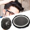 Fine Mono Lace Toupee For Men Human Hair Pieces French Lace Mens Toupee Lace Center NPU Skin Coating Around Hair Replacement System Black Brown Blonde Gray Hair Units For Men. (6X8"-120% Medium light to medium density, 1B# OFF BLACK) view 1