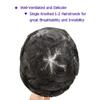 Fine Mono Lace Toupee For Men Human Hair Pieces French Lace Mens Toupee Lace Center NPU Skin Coating Around Hair Replacement System Black Brown Blonde Gray Hair Units For Men. (6X8"-120% Medium light to medium density, 1B# OFF BLACK) view 4