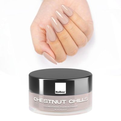 Nailboo Dip Powder for Nails, Chestnut Chills  Beige Nail Dipping Powder, Custom Made with Highly Pigmented Ultra-Fine Formula, No UV Light Needed, DIY Nails at Home for Beginners or Pros, 0.5 oz