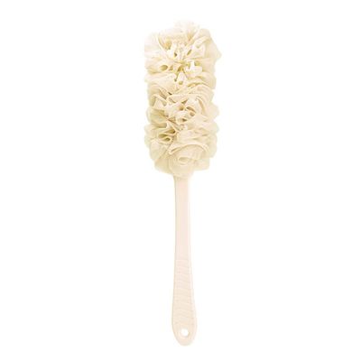 Feilx Shower Brush,Long Handle Soft Mesh Back Body Bath Scrubber Brush Sponge for Wet or Dry Brushing (Color : Beige)