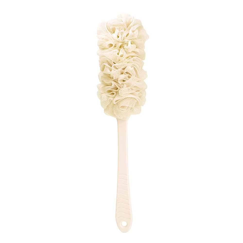 Feilx Shower Brush,Long Handle Soft Mesh Back Body Bath Scrubber Brush Sponge for Wet or Dry Brushing (Color : Beige)