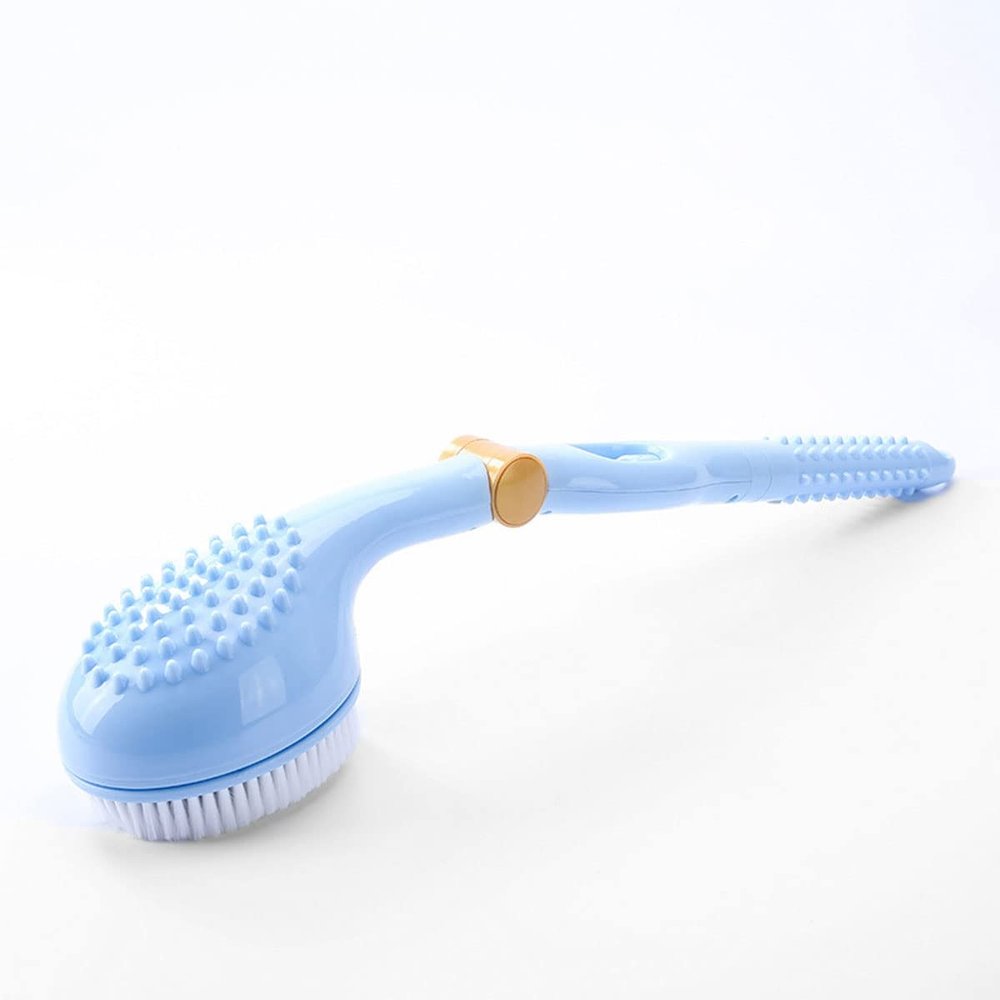 Feilx Body Back Brush Silicone Bath and Body Brush with Long Handle Scrubber Scrub Washer for Wet or Dry Brushing (Color : Blue)