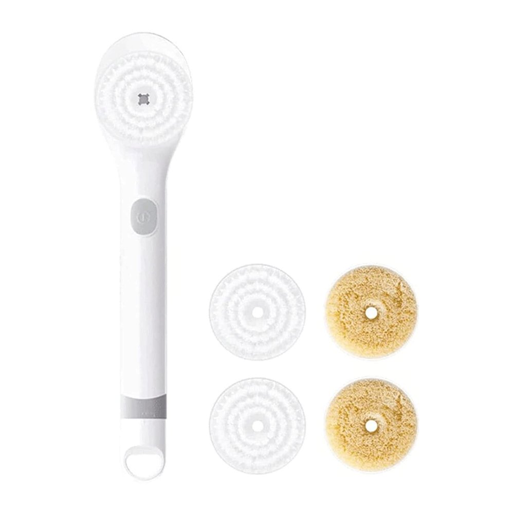 Feilx Electric Body Bath Brush Long Handled Body Scrubber and Facial Cleansing Brush Rechargeable Shower Brus for Wet or Dry Brushing