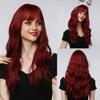 perruque rouge AMILKS longues pour femmes - Perruques synthtiques  cheveux onduls naturels avec frange (capuchon de perruque gratuit) view 1