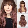 perruque rouge AMILKS longues pour femmes - Perruques synthtiques  cheveux onduls naturels avec frange (capuchon de perruque gratuit) view 4